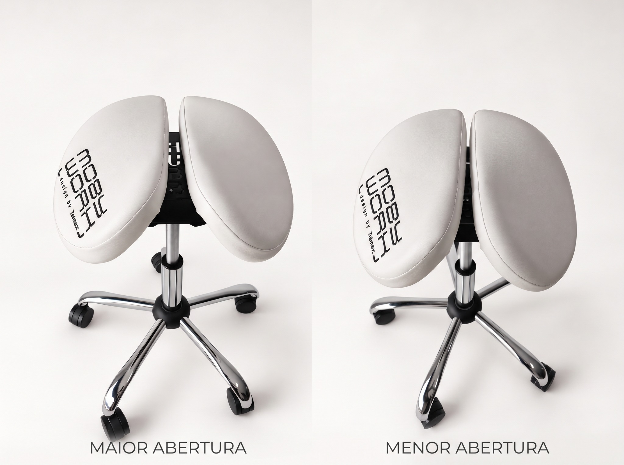 Detalhe real do assento Hubb e sua base de configuração